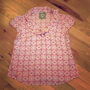 Red and white elephant blouse